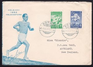 FINLAND 1950 Olympic Games pictorial cover used KOTKA to New Zealand.......D6882