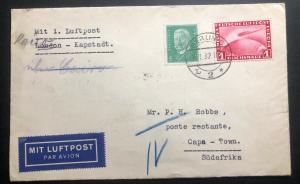 1932 Berlin Germany First Southbound Flight Cover FFC To Cape town South Africa