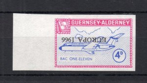 GUERNSEY-ALDERNEY 4d EUROPA 1966 UNMOUNTED MINT IMPERF WITH OVERPRINT INVERTED