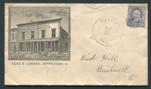 1891 Read & Jordan Merchants (Jefferson, Ohio) PM Pierpont, OH to Bushnell, OH