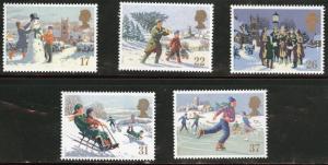 Great Britain Scott 1340-1344  MNH** 1990 Christmas set