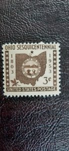 US Scott # 1018; 3c Ohio Sesq.; MNH, og, from 1953; Fine centering