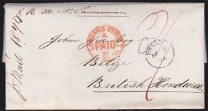GB TO BR HONDURAS 1874 folded cover ex London with fine BELIZE arrival.....A6269