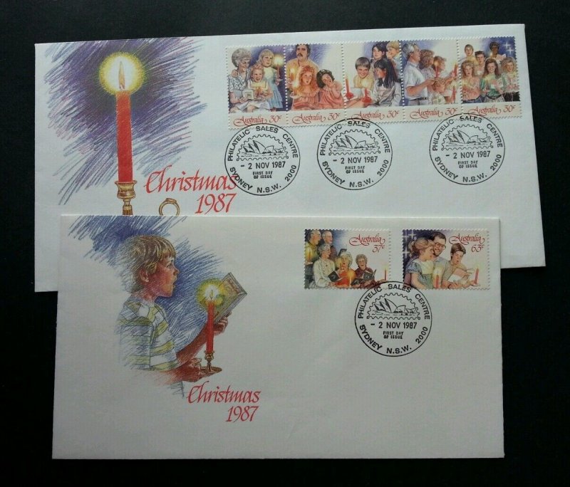 Australia Christmas Carols By Candlelight 1987 Festival Celebration (FDC pair)