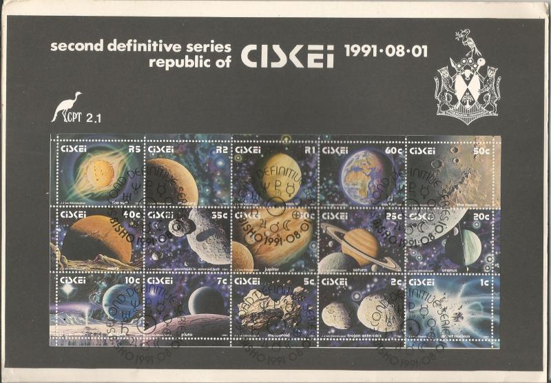 CISKEI, 1991, CTO Full Display card, Solar System, Scott 182a Light damage