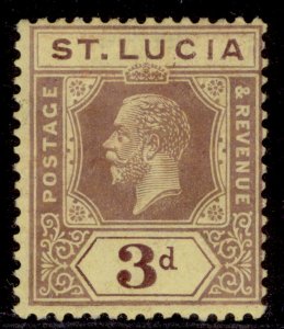 ST. LUCIA GV SG82b, 3d purple/pale yellow, M MINT. Cat £30. DIE II