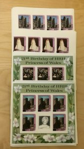 SPECIAL LOT Bhutan 1984 455-8 - Diana B'Day - 50 Sets of 4v - IMPERF Surcharged