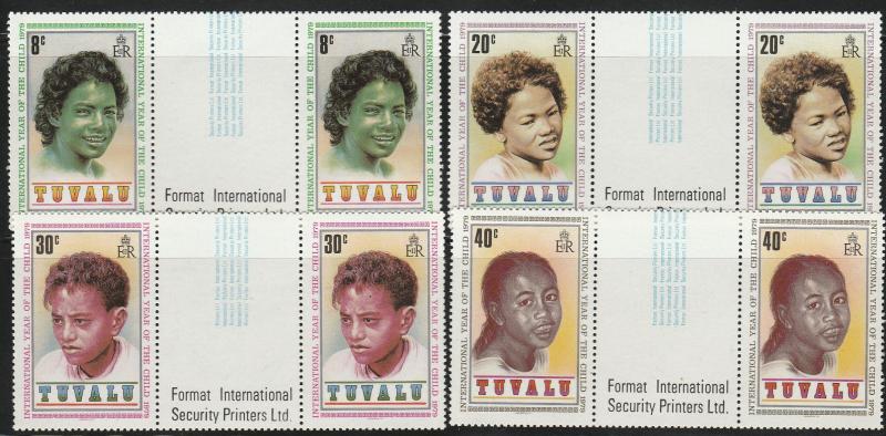 Tuvalu, #128-128 MNH Gutter Pairs From 1979