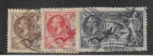 GB Sc # 222-224  Seahorses  set of 3  used FVF