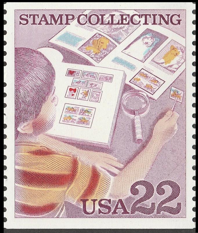 US 2199 Stamp Collecting Boy Examining 22c single MNH 1986