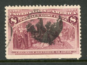 USA 1893 Columbus 8¢ Magneta Sc #236  VFU T145