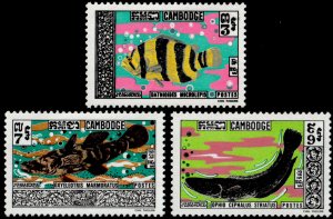 ✔️ CAMBODIA 1970 - FAUNA FISHES TOP SET Sc. 217/219 Mi. 260/262 MNH ** [1KHP260]