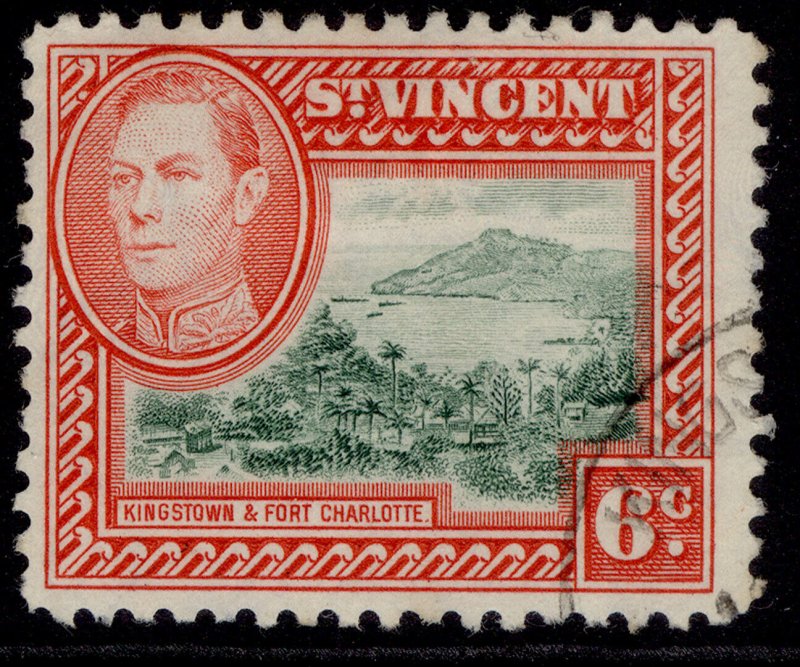 ST. VINCENT GVI SG169a, 6c green & scarlet, FINE USED.