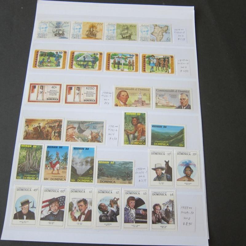 Dominica modern sets 104 stamps All MNH - Offer