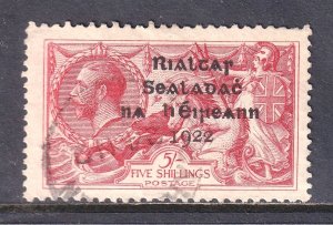IRELAND — SCOTT 13  — 1922 5- SEAHORSE, DOLLARD OVPT. — USED — SCV $200