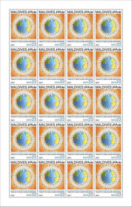 2021 MALDIVES - SHEET 20v - JOINT ISSUE - PANDEMIC CORONAVRUS - RARE MNH-