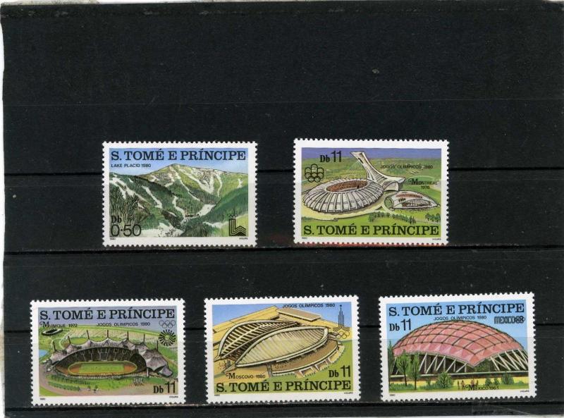 ST.THOMAS & PRINCE ISLANDS 1980 OLYMPIC GAMES SET OF 5 STAMPS MNH