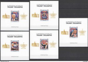 Lx173 Imperf 2016 Sierra Leone Donald Trump Usa President Uv Cardboard 5Bl Mnh