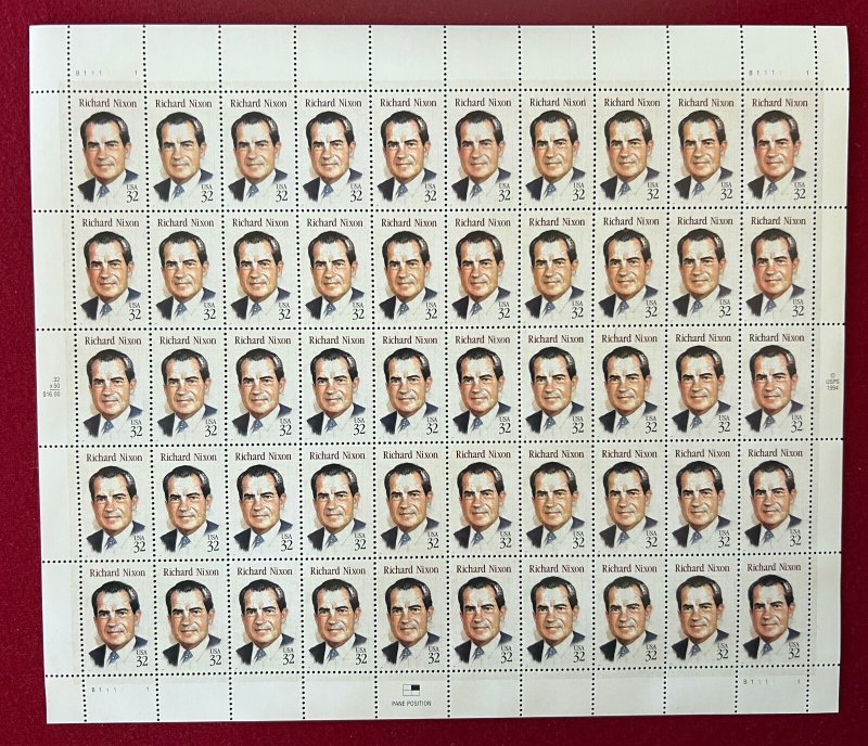 US Stamos Scott 2955 Richard Nixon Sheet of 50 MNH