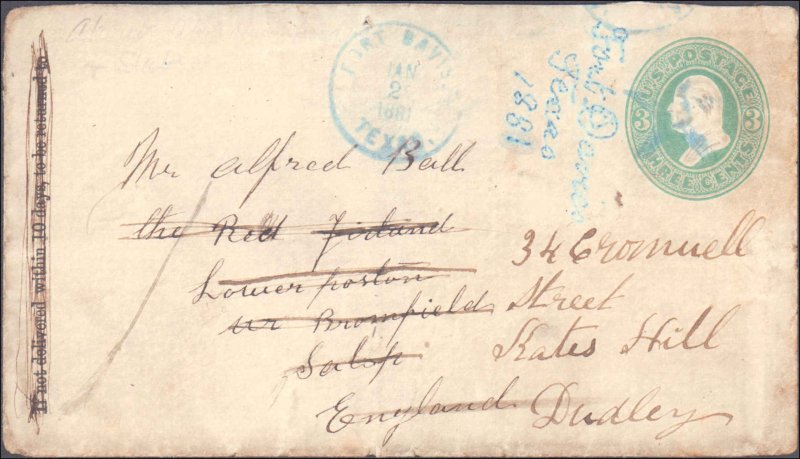 Jeff Davis County Fort Davis ( Postal History ), 1881, Short At Right