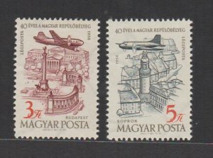 Hungary 1958 Airmail, Plane over Heroes' Square Budapesi (2v Cpt) Fresh MNH