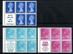 GB 1971 Machin cyl booklet panes unmounted mint non-blind, good perfs: ½p B