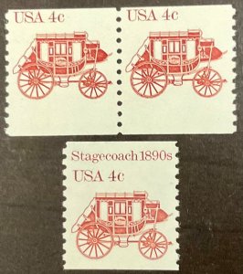 1898a Stagecoach Coil Pair NO “STAGECOACH 1890s”  ERROR MNH 1982