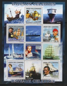 Comoro Is. MNH,  Famous Ships Souvenir Sheet from 2009.