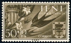 IFNI - 1958 Mi.173 50+10c For Valencia Flood Victims (flying swallows) - MH*