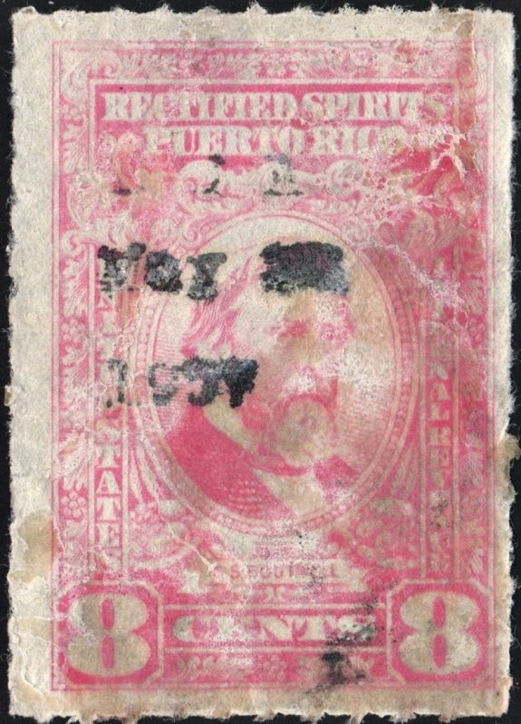 Puerto Rico #RE40 8¢ Rectified Spirits (1942) Used