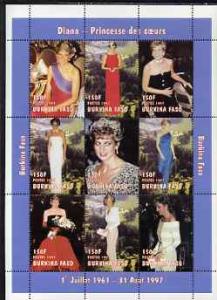 Burkina Faso 1997 Princess Diana #2 perf sheetlet contain...