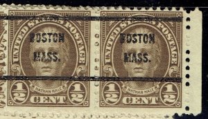 1929 .5c HALE w/Bureau precancel pair f/BOSTON MA (653-61). marginal pair! 