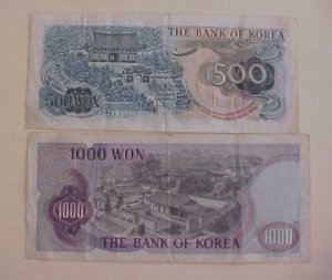 KOREA  CURRENCY 500 & 1000