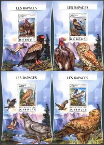 Djibouti 2016 Birds Raptors 4 S/S Deluxe MNH