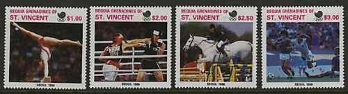 Bequia Seoul Olympics 1988 Stamps, Sports, Horse