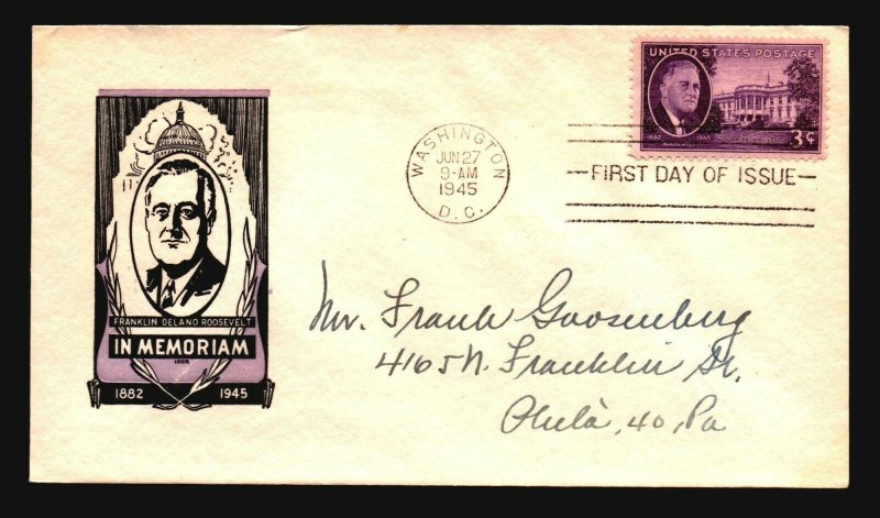 US SC# 932 FDC / IOOR Cachet / Single - Z18542