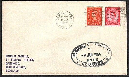 GB SCOTLAND 1966 Cover Clyde Steamer cachet M.V.BUTE.......................13894