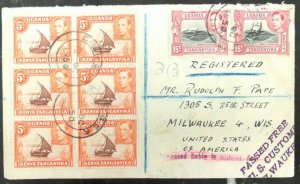 1950 Songea British KUT Registered Cover To Milwaukee WI USA