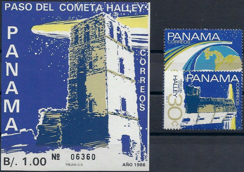 1986 Panama Halley´s Comet, Souvenir Sheet+complete set VF/MNH, CAT 16$