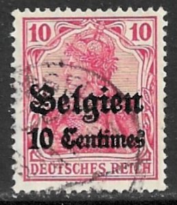 BELGIUM GERMAN OCCUPATION 1914-15 10c on 10pf Germania Sc N3 VFU