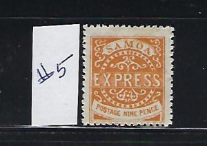 SAMOA SCOTT #5 1880-82 9P (PALE ORANGE BROWN -REPRINT (SPACE FILLER) MINT HINGED