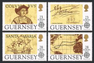 Guernsey 467-470,470a,MNH.Mil 549-552,Bl.8. EUROPE CEPT-1992.Columbus-500,Ships