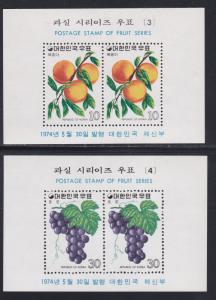 South Korea # 895a-896a, Fruits, NH Souvenir Sheets, 1/2 Cat.