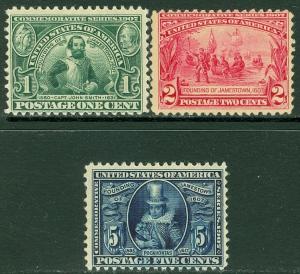 EDW1949SELL : USA 1907 Scott #328-30 Mint Never Hinged. Catalog $440.00.