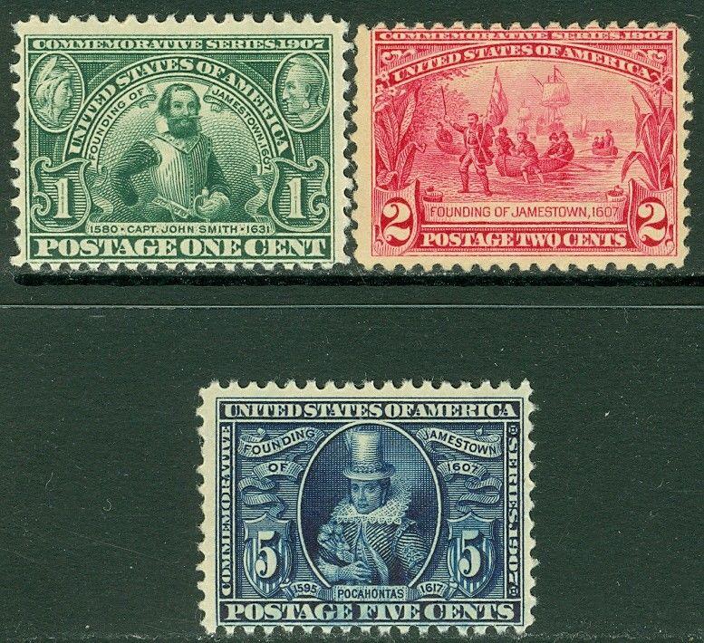 EDW1949SELL : USA 1907 Scott #328-30 Mint Never Hinged. Catalog $440.00.