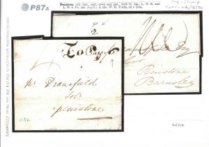 GB Yorks Penistone *Additional Local Post Charge* 1830s {samwells-covers} P87a