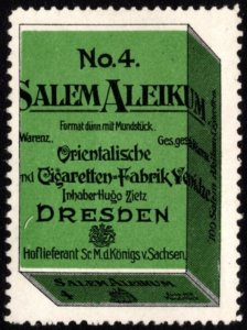 Vintage Germany Poster Stamp Salem Aleikum Cigarettes Thin Format w/ Mouthpiece