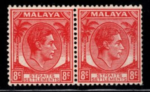 Straits Settlements Scott 261 MNH** 8c Rose Red Pair Not issued without BMA