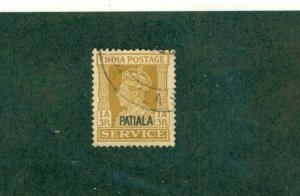 PATIALA INDIAN STATE O68 USED BIN $0.50