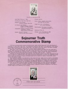 Scott # SP743  #2203  FDC Souvenir Page    Sojourner Truth